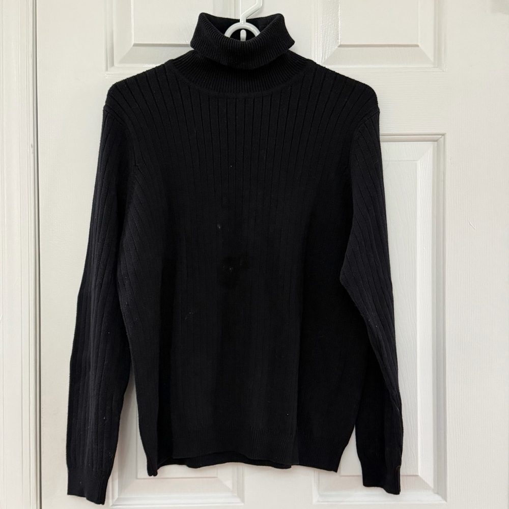 PRIA Black Turtleneck Sweater - Classic Ribbed Womens Knit